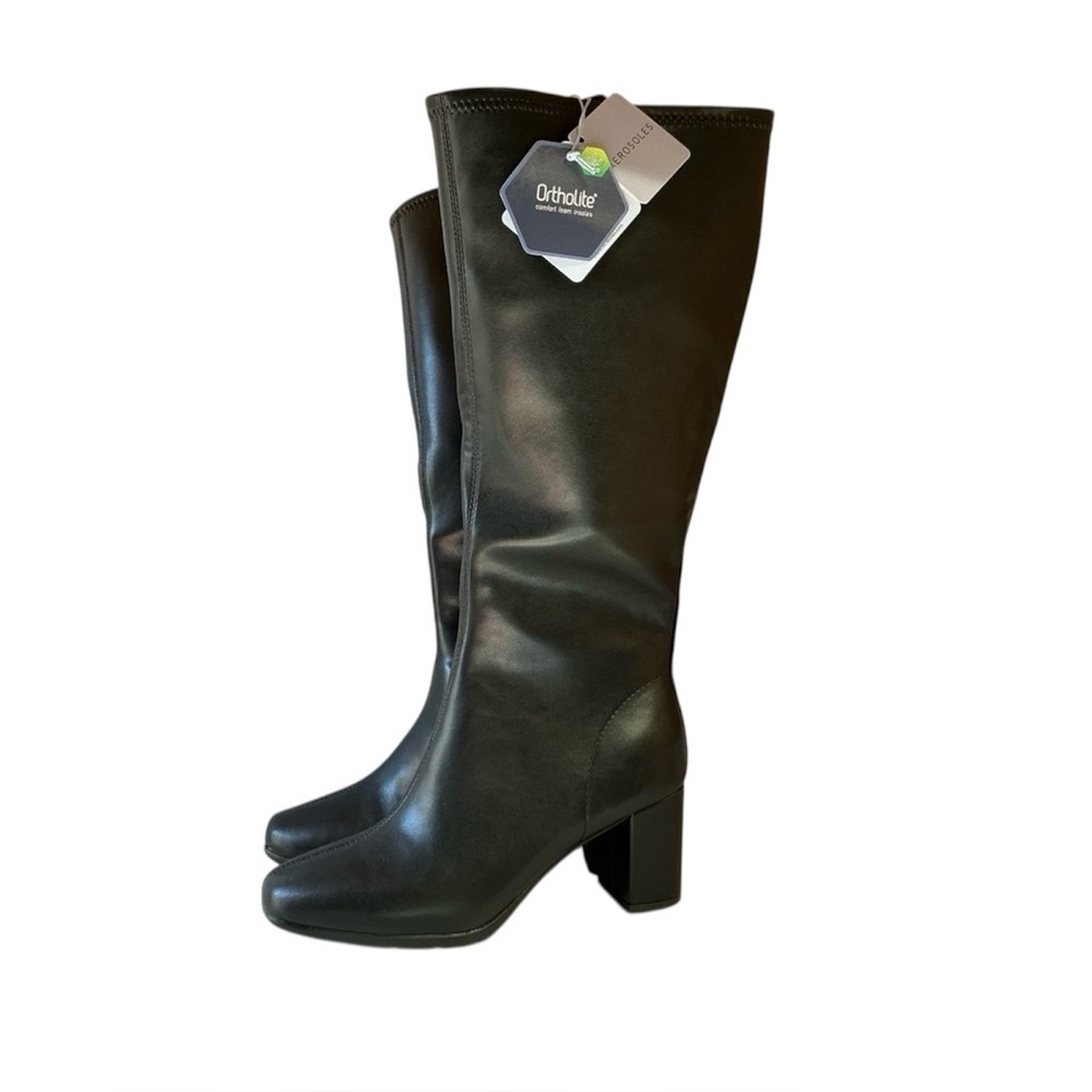 Aerosoles Black Knee-High Heeled Boots | Comfort Fit | Classic Style - Picture 5 of 6